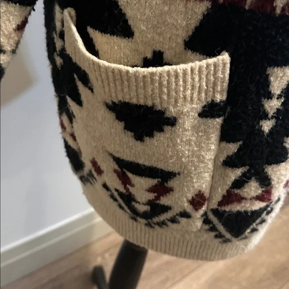 Lucky Brand Southwestern Aztec Print Open Front Cardigan Nordic Boho - Picture 3 of 6